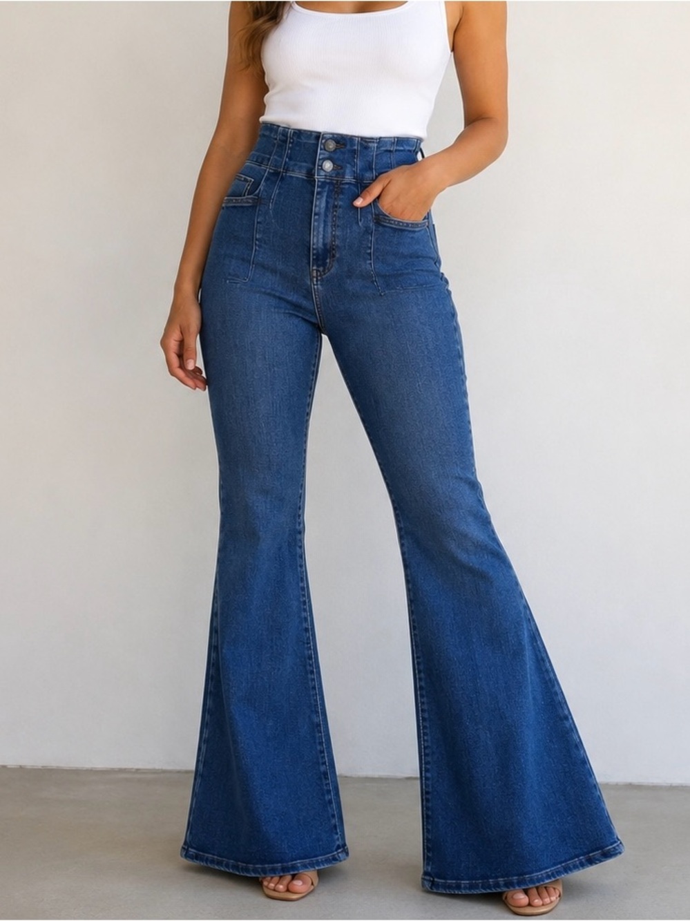 We The Free High-Waist Indigo Flare Jeans